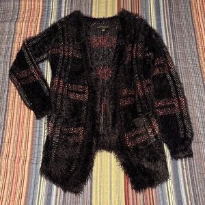 Rock & Republic Black Plaid Cozy Cardigan